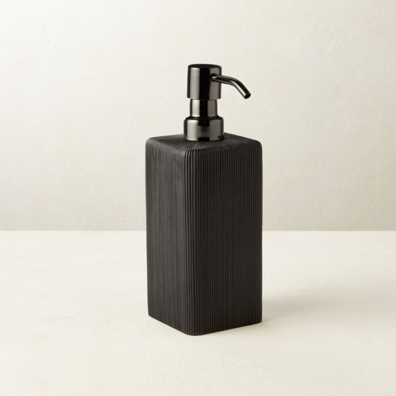 Parello Pleated Black Soap Pump + Reviews | CB2 | CB2