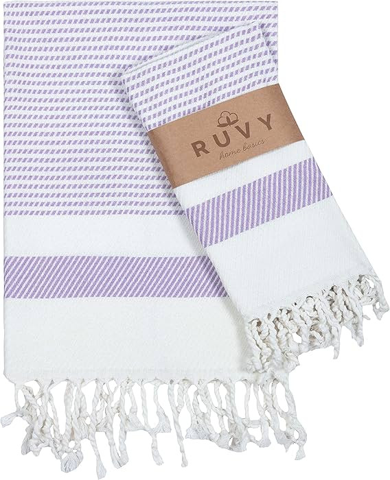 Ruvy Home Basics Turkish Hand Towels for Bathroom Set of 2 | 18"x40", Cotton | Decorative Towel f... | Amazon (US)