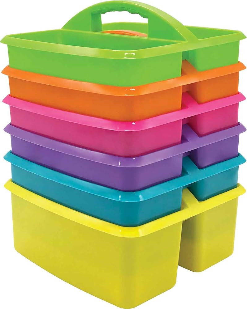 Assorted Bright Colors Portable Plastic Storage Caddy 6-Pack for Classrooms, Kids Room, and Offic... | Amazon (US)