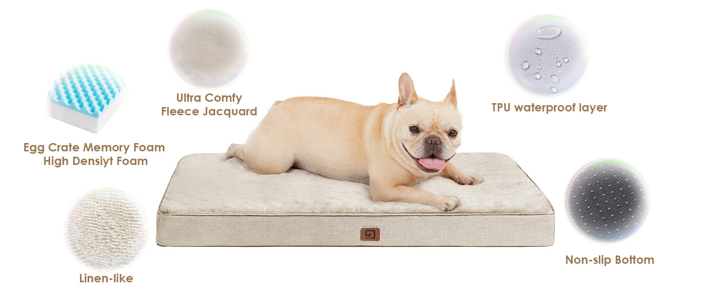 EHEYCIGA Orthopedic Memory Foam Dog Beds for Jumbo Dogs with Removable Waterproof Liner, Beige, 4... | Amazon (US)