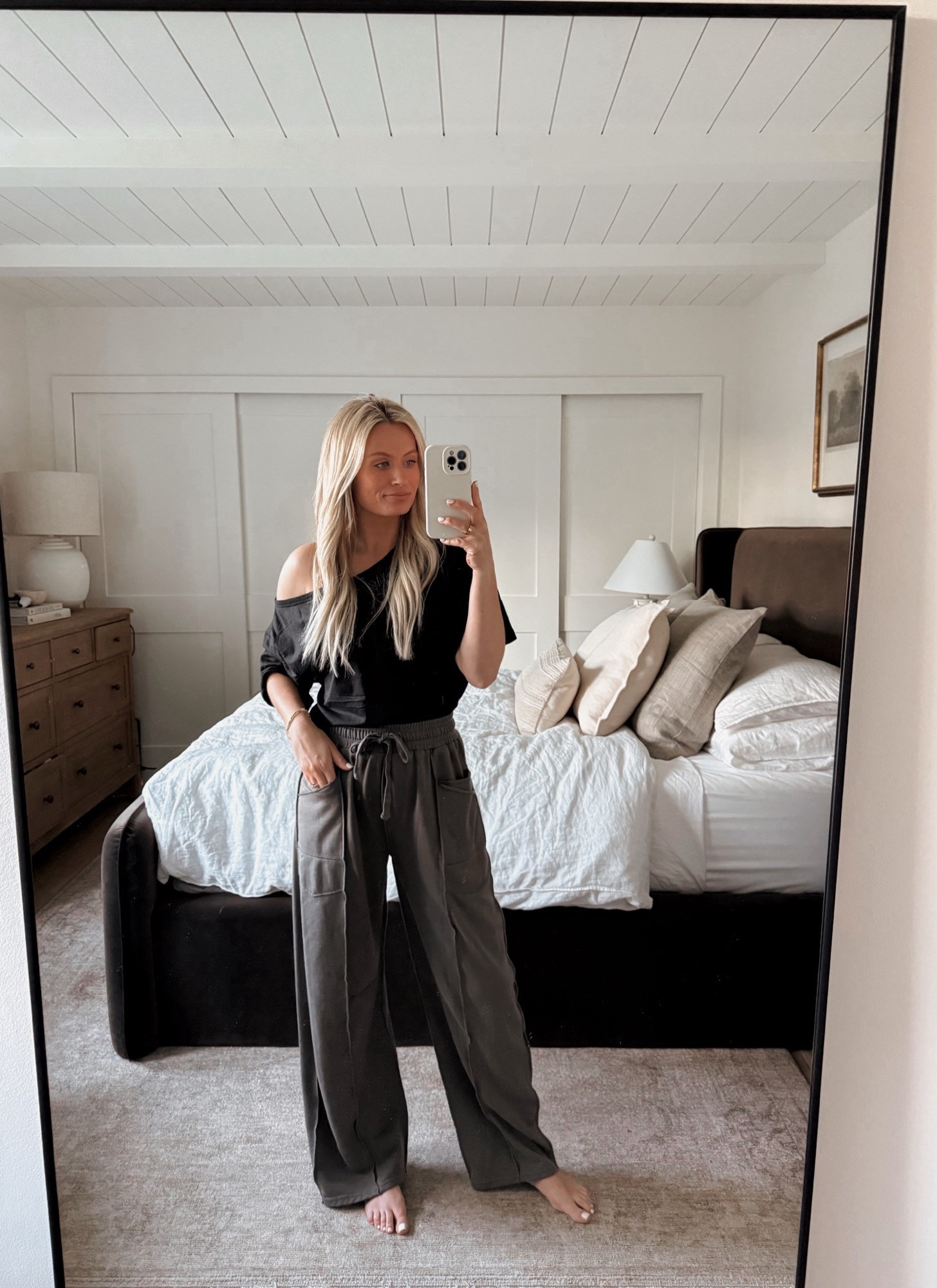 How cute are these barrel sweatpants?! So comfy. Paired with an off the shoulder casual tee - both Amazon finds! 
*SIZE SMALL IN BOTH

#LTKSaleAlert #LTKActive