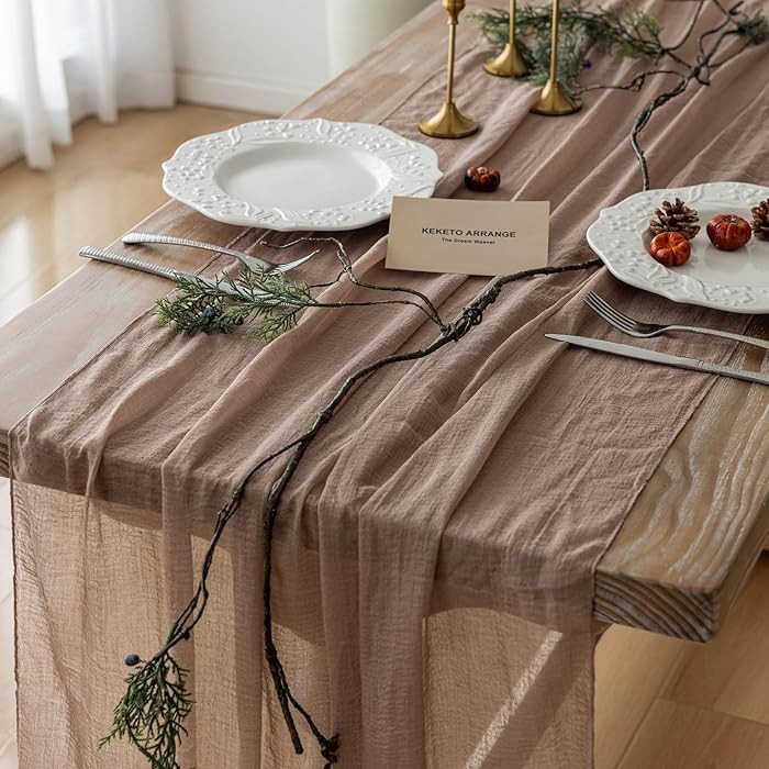 Cheesecloth Table Runner Nude Gauze Rustic Boho Coffee Cheese Cloth 120 Inch 10 FT for Wedding Ba... | Amazon (US)