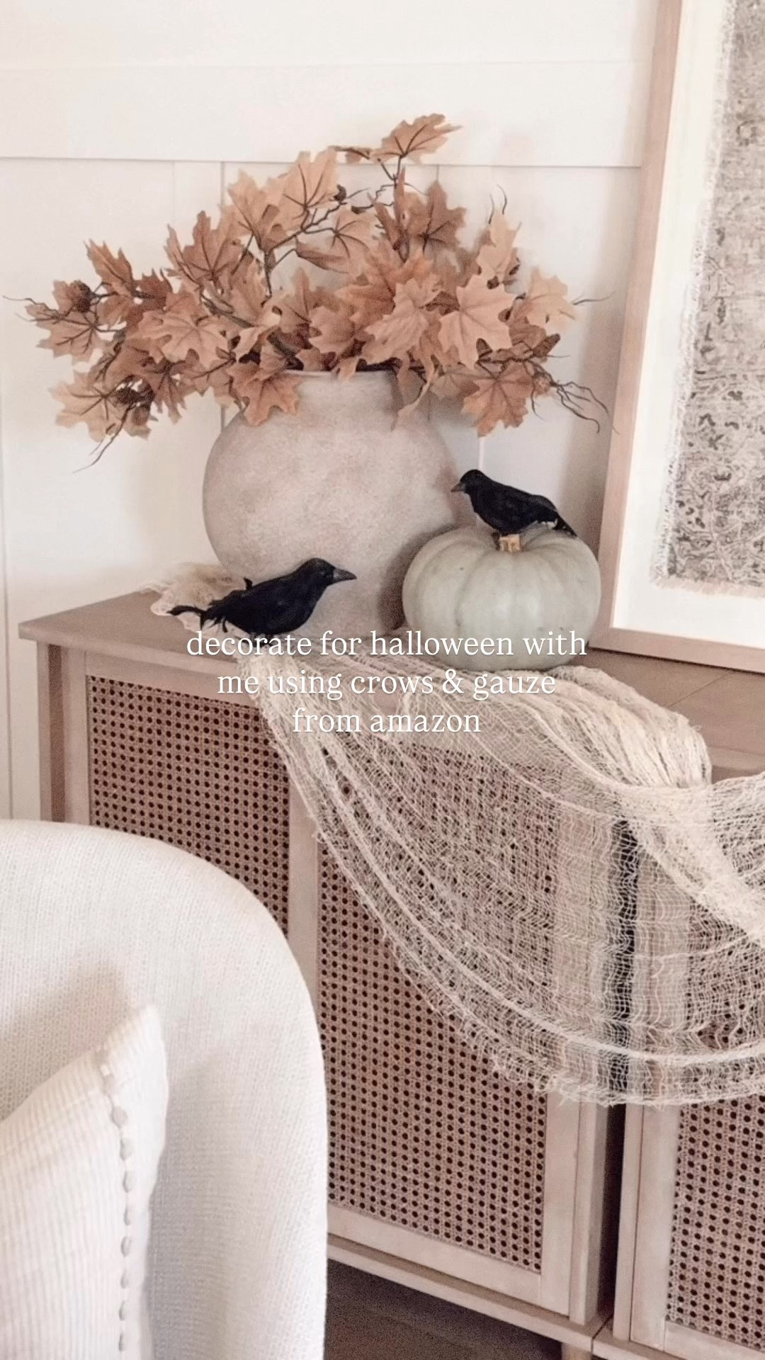 Halloween decor, but make it aesthetic. Both the beige gauze and the black birds/crows are from amazon and they are so cute anywhere you put them. 

#LTKHome #LTKSeasonal #LTKHalloween