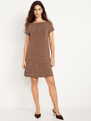 Short-Sleeve Mini Swing Dress | Old Navy (US)