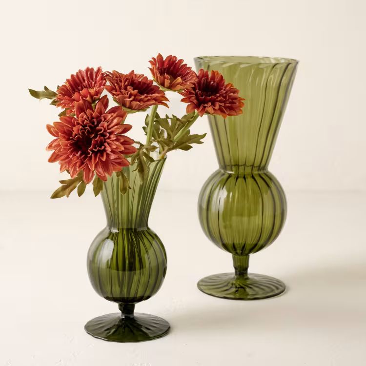 Fluted Green Glass Vase | Magnolia