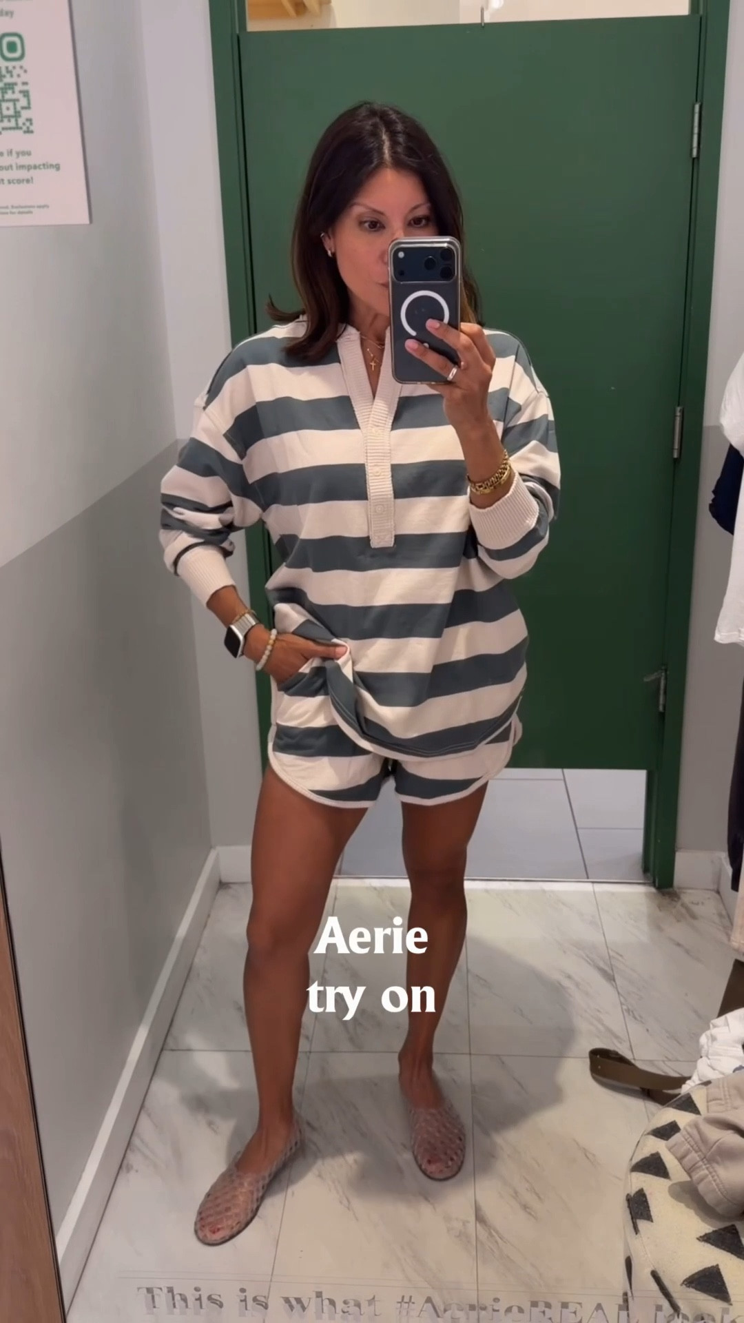 Shorts, stripes & comfy pants @Aerie 

Outfit 1 wearing xs in denim shorts
Small in off shoulder top

Outfit 2 striped set xs in both 
Outfit 3 pants xs 
Outfit 4 sweatshirt xs run shorts xs 

#LTKSeasonal #LTKActive #LTKxAerie