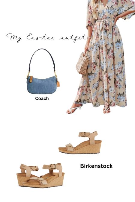 Maxi floral dress with liner. Coach Jean bag, Birkenstock leather, wedge heal  

#LTKSeasonal #LTKsalealert #LTKstyletip