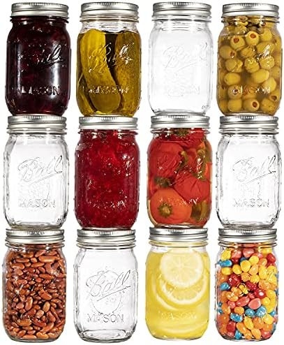 Ball Wide Mouth Mason Jars 32 oz. (12 Pack) - Quart Size Jars with Airtight Lids and Bands for Canni | Amazon (US)
