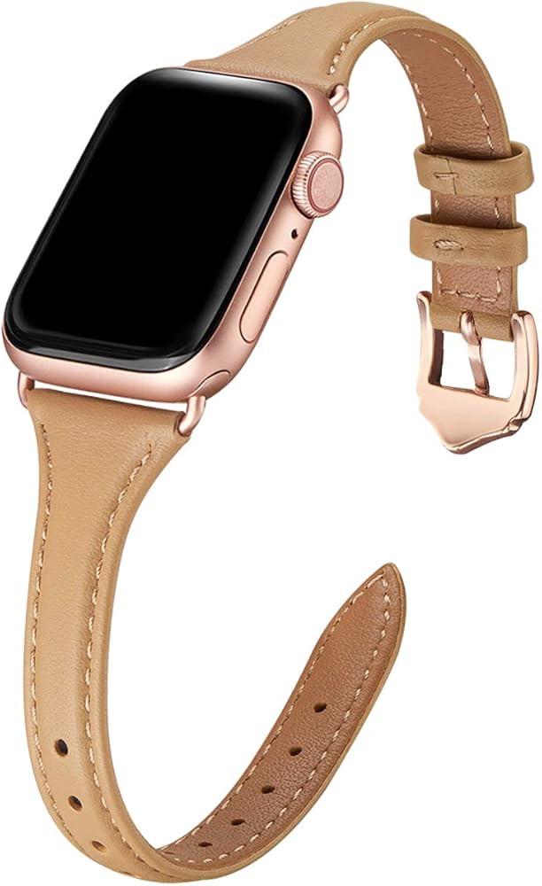 WFEAGL Leather Bands Compatible with Apple Watch Band 38mm 40mm 41mm 42mm 44mm 45mm 49mm Women, T... | Amazon (US)