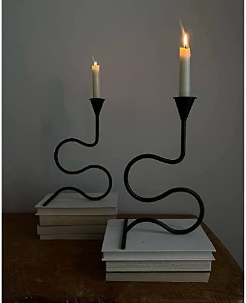 Iron Hand Forged Candle Stick Candle Holder for Tapered Candles Decorative Candles Stand Long Hol... | Amazon (US)