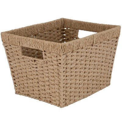 Simplify Paper Rope Dutch Weave Storage Basket with Handle Large: Rectangle, Beige, 15"x10"x13", Decorative, Iron Frame | Target