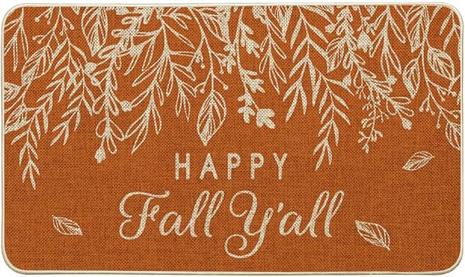 Artoid Mode Orange Maple Leaves Happy Fall Y'all Doormat, Autumn Home Decor Low-Profile Switch Ru... | Amazon (US)