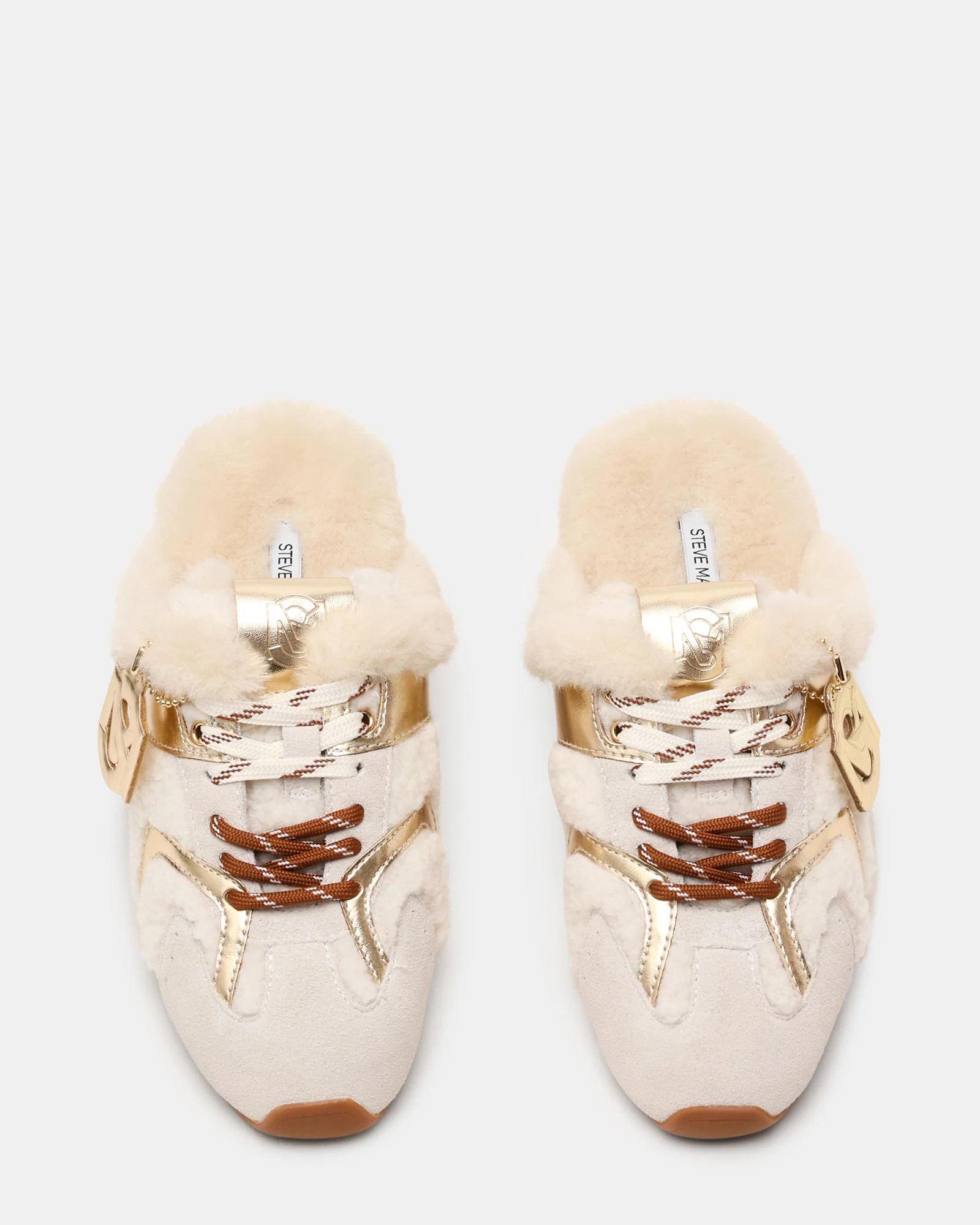 AZIEL MULE Faux Fur Shearling Low-Top Lace-Up Slip-On Women's Sneaker | Steve Madden (US)