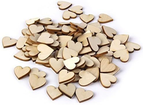 OULII Blank Heart Wood Slices Discs Wedding Christmas Ornaments, Pack of 100, 17mm | Amazon (US)