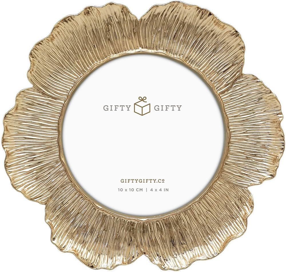 Circular Gold Floral Photo Frame / 4x4 In | For Tabletop Display | Perfect for Home Decor, Weddin... | Amazon (US)