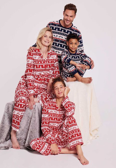 Womens Red Fair Isle Print Family Pyjama Set | Peacocks