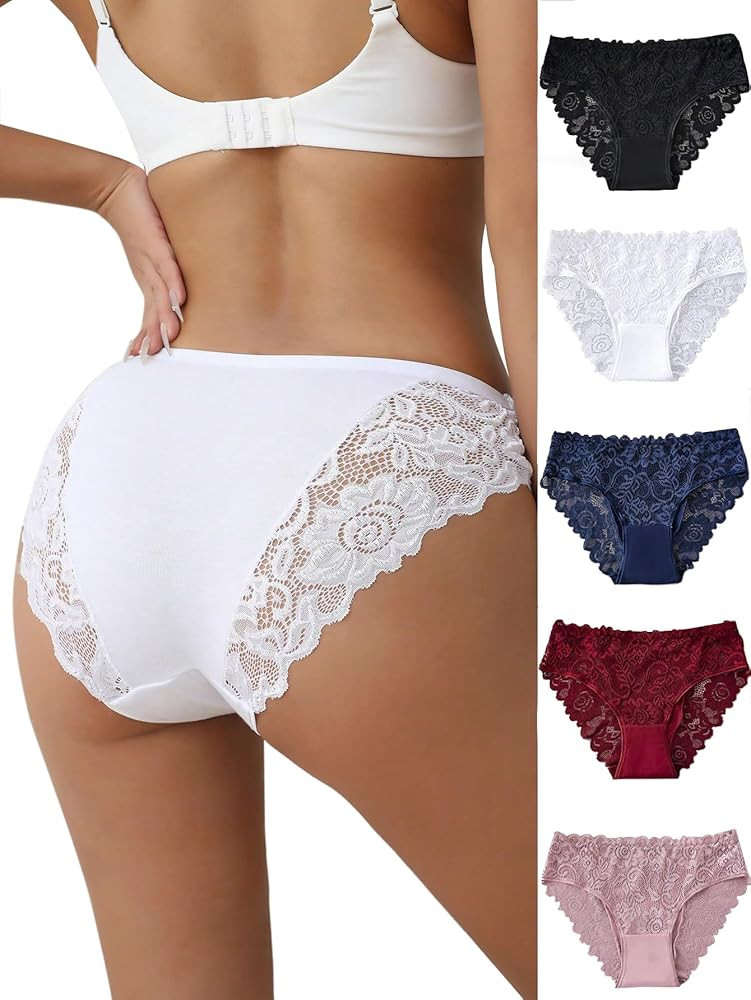 everyjoys Sexy Underwear Lace Panties for Women Bikini Underwear Hipster Underpants Lace Soft Bre... | Amazon (US)