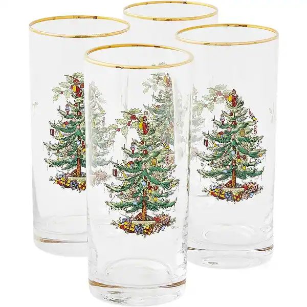 Spode Christmas Tree Highballs with Gold Rims Set of 4 | Bed Bath & Beyond