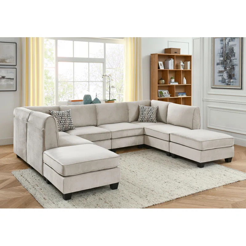 Prichard 118" Wide Symmetrical Modular Corner Sectional with Ottoman | Wayfair North America