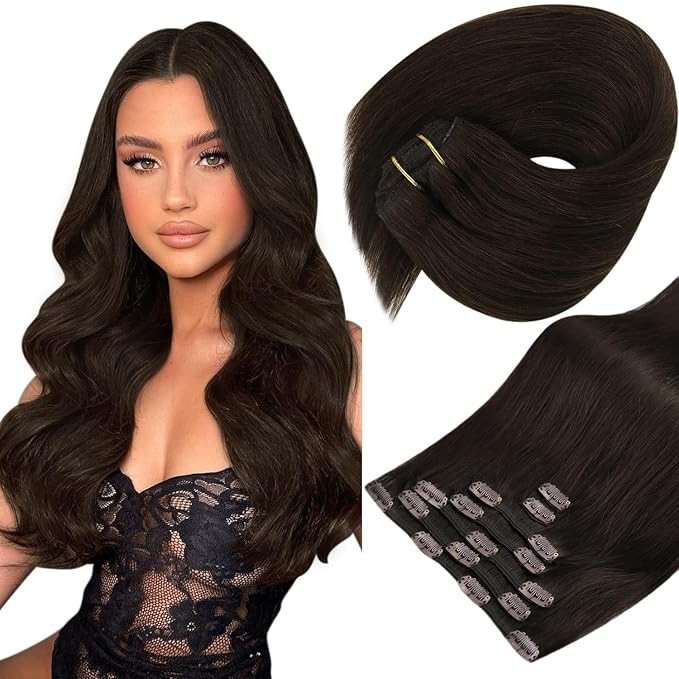 Sunny Hair Clip in Hair Extensions Straight Human Hair Clip in Extensions Remy Clip in Hair Exten... | Amazon (US)