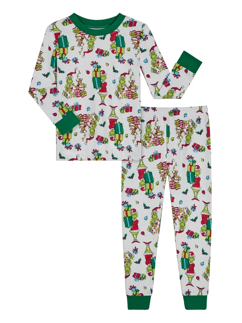 Grinch Toddler Long Sleeve Top and Pants Pajama Set, 2-Piece, Sizes 12M-5T | Walmart (US)