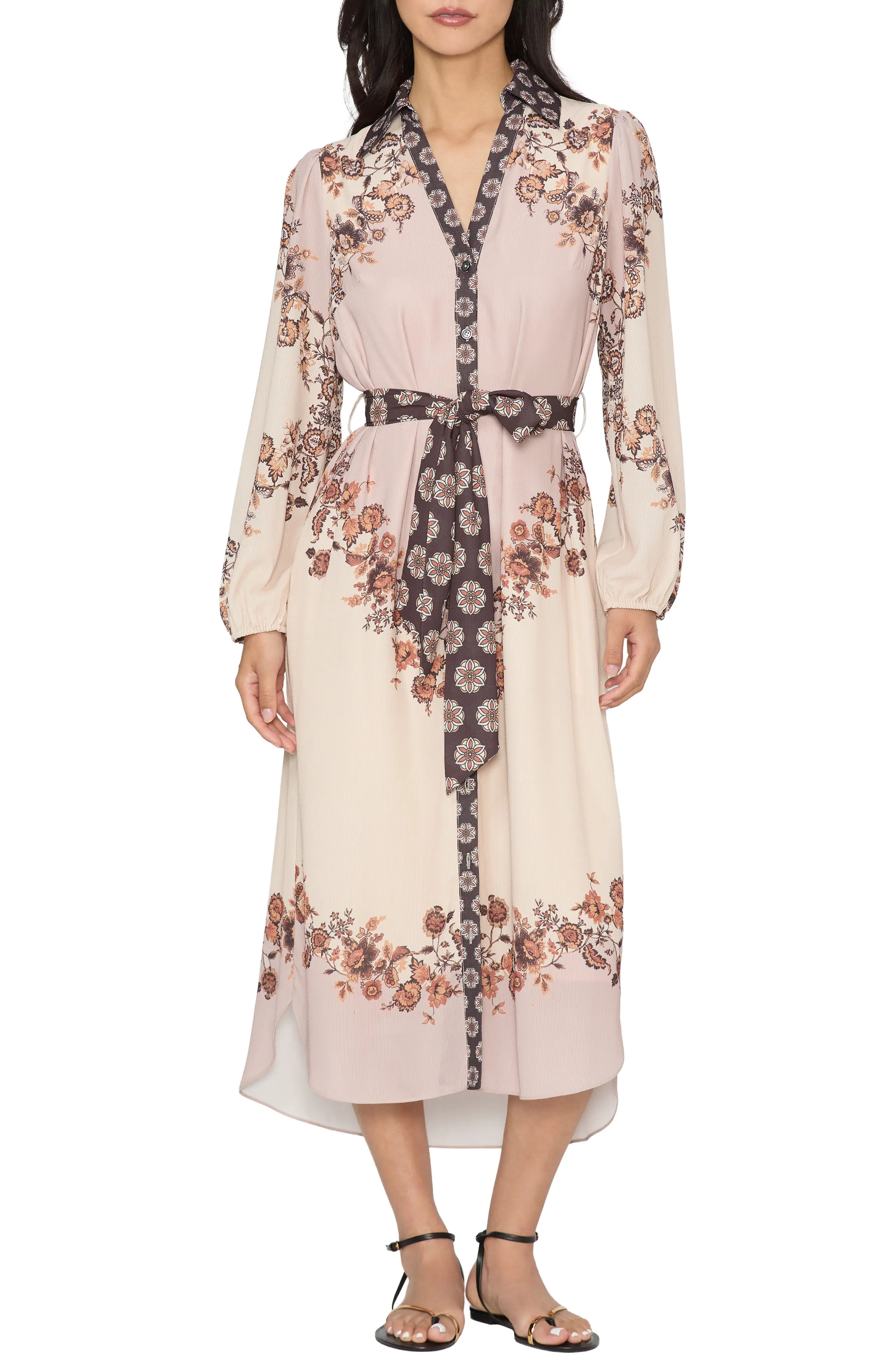 Clover Floral Print Midi Shirtdress (Women) | Nordstrom | Nordstrom