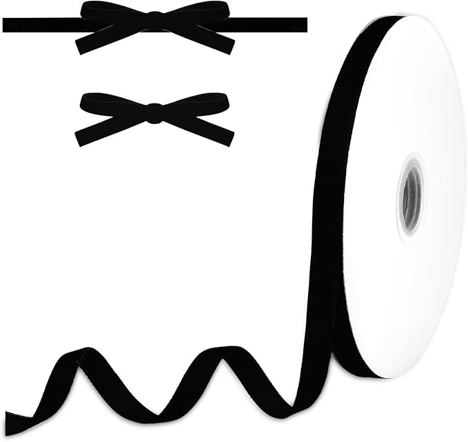 3/8" Black Thin Velvet Ribbon, 25 Yards Craft Velvet Ribbon for Gift Wrapping, Gift Wrap Ribbons,... | Amazon (US)