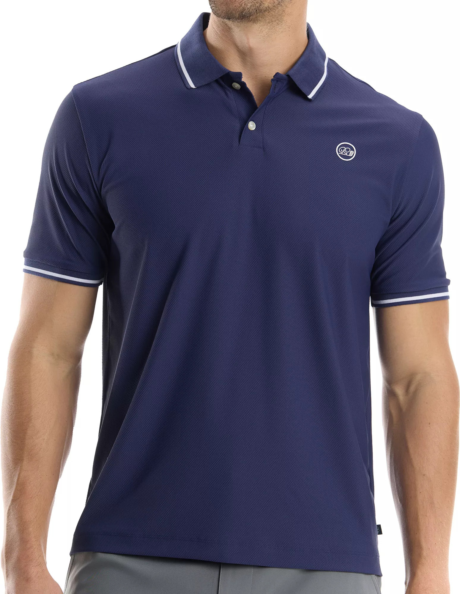 Good Good Golf Men's Textured Golf Polo, Large, Navy Blue | Golf Galaxy