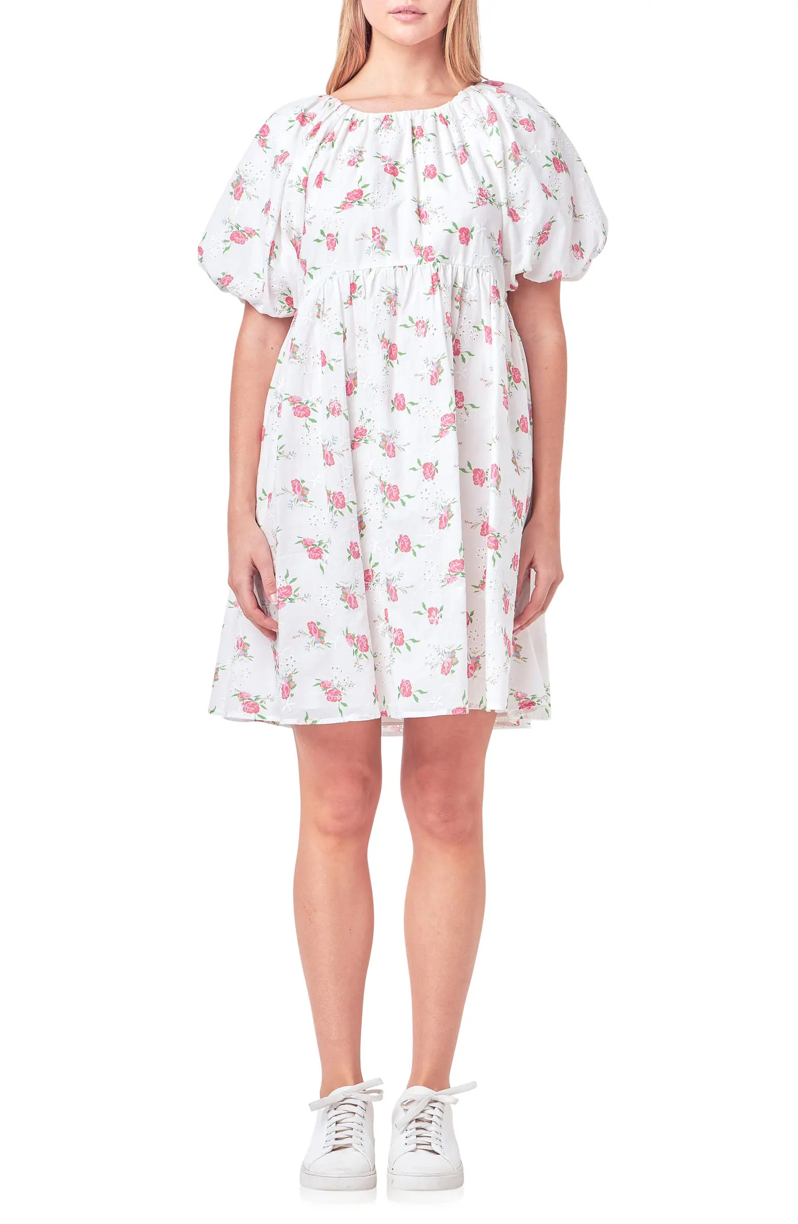 Floral Cotton Eyelet Babydoll Dress | Nordstrom