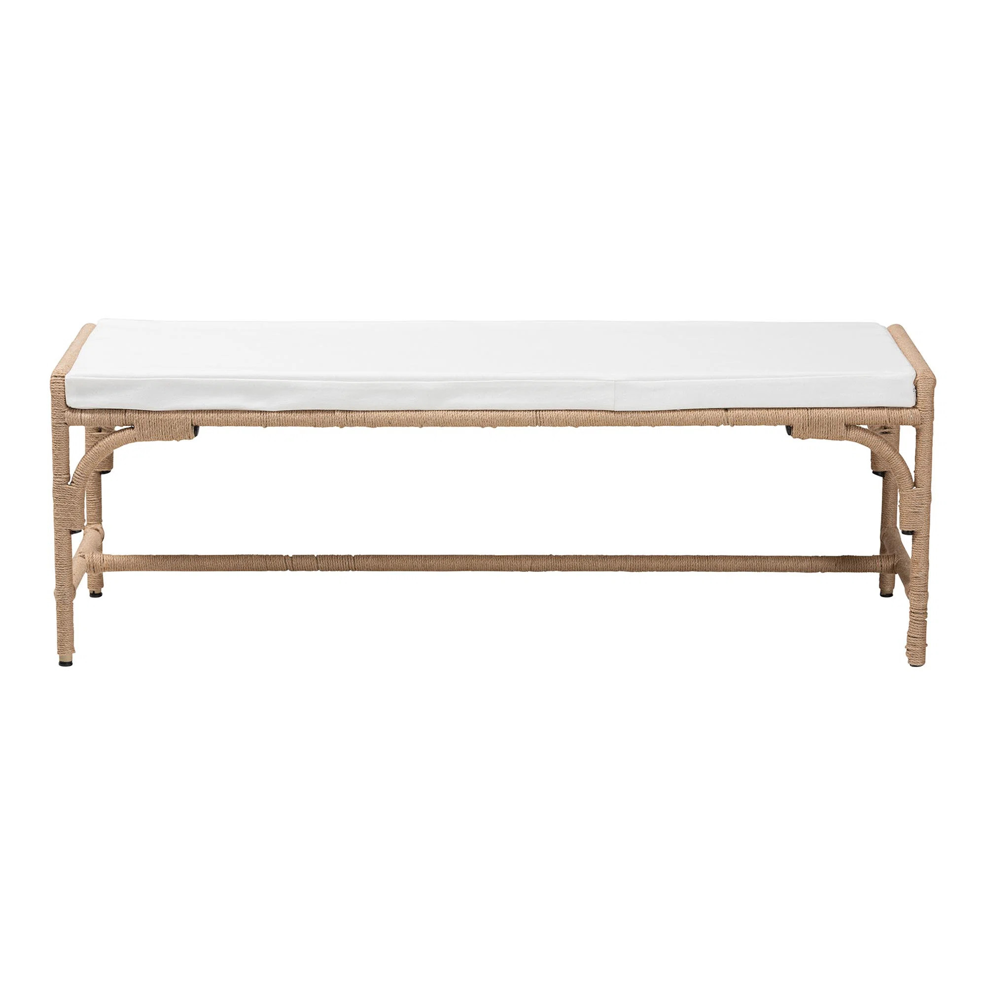 Aarmaan Bali & Pari Nasim Modern Bohemian Natural Jute and Metal Accent Bench | Wayfair North America