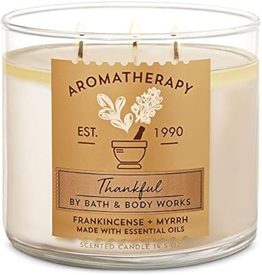 Bath and Body Works White Barn Thankful Frankincense Myrrh 3 Wick Candle Aromatherapy 14.5 Ounce | Amazon (US)