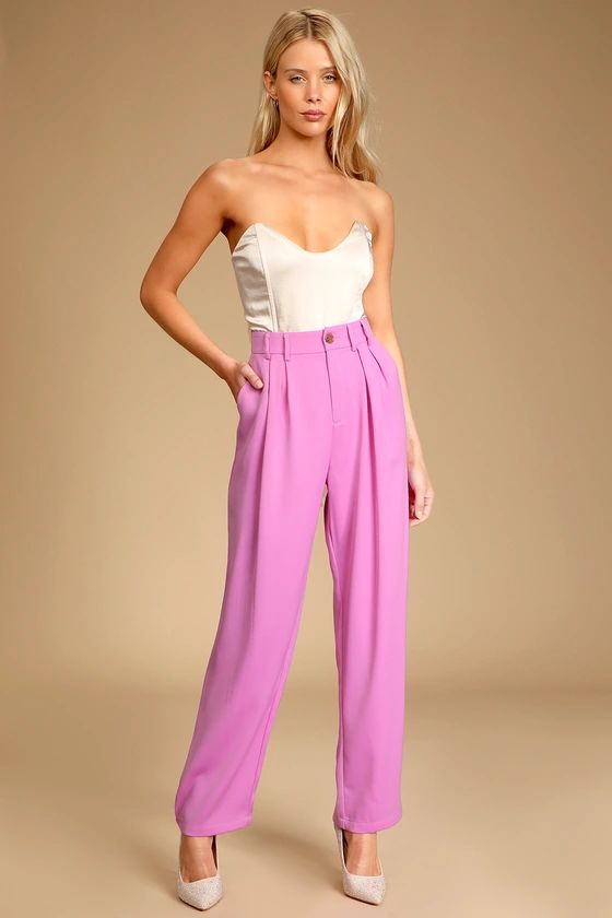 Sophisticated Take Light Purple High-Waisted Trouser Pants | Lulus (US)