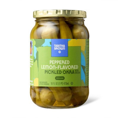 Vegan Peppered Lemon-Flavored Pickled Okra - 16oz - Tabitha Brown | Target