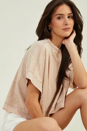 Alivia Boxy Pocket Tee in Taupe | Altar'd State | Altar'd State