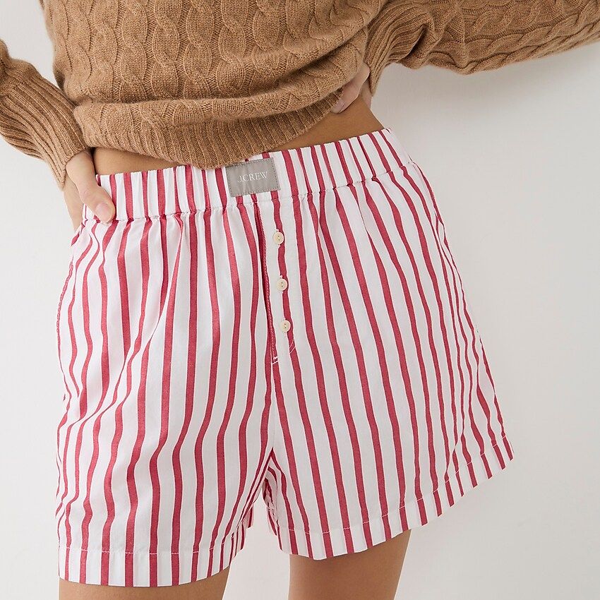 Cotton poplin boxer short in red stripe | J.Crew US