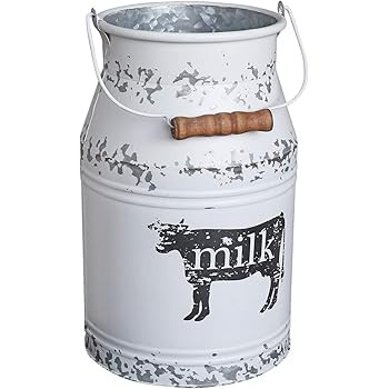 Soyizom Farmhouse French Country Vintage Style Vase White Shabby Chic Metal Rustic Flower Vases M... | Amazon (US)