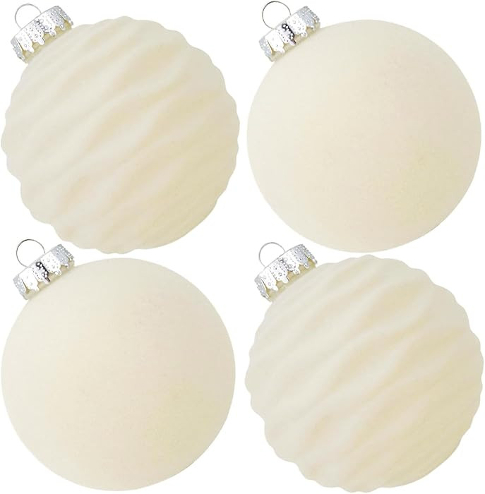 Velvet Christmas Balls Large Hanging Shatterproof Flocked Christmas Tree Ornaments for Xmas Tree ... | Amazon (US)