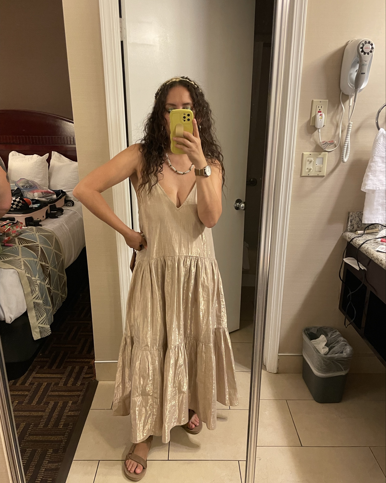 what i wore to the chappell roan show! secondhand j crew holiday dress that’s lowkey a perfect boho vibe with my tevas (because i didn’t want my feet hurting at the end of the show). shell jewelry was thrifted by my friend and pearls/jewels were my sister’s!

#LTKParties #LTKStyleTip #LTKPetite