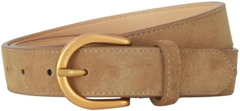 Women's Suede Belt for Jeans Dresses Pants Fashion Ladies Genuine Leather Belt with Gold Buckle | Amazon (US)