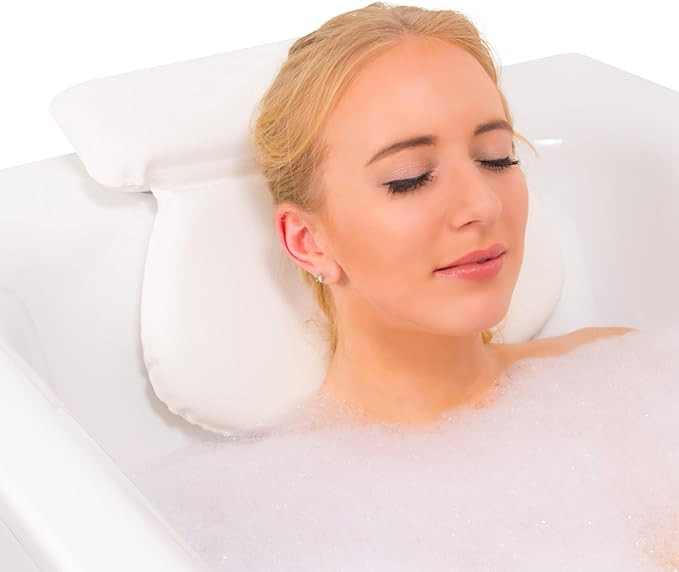 Relux Premium Waterproof Bath Pillow Cushion with Non-Slip Suction Cups Ergonomic Home Spa Headre... | Amazon (UK)
