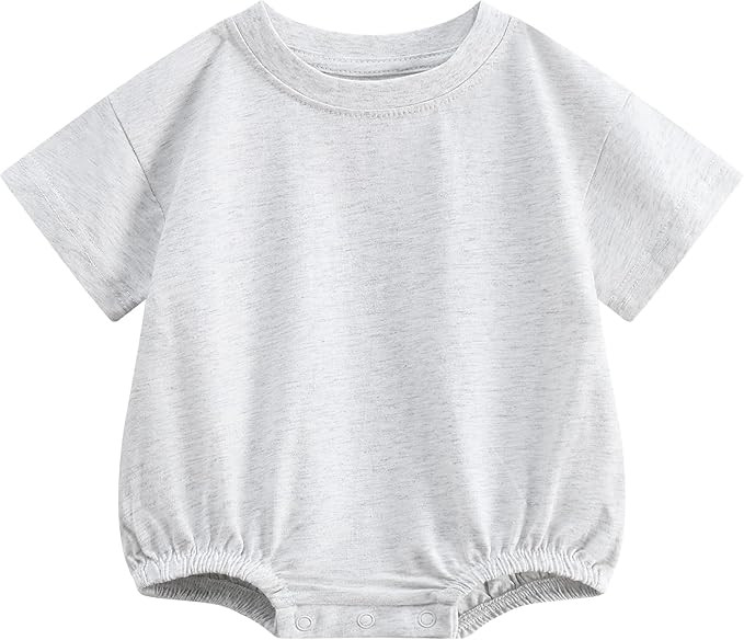 Baby Boy Girl Bubble Romper Organic Cotton Infant Summer Oversized Toddler T-Shirt Bodysuit Short... | Amazon (US)
