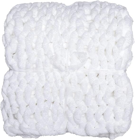 Chenille Chunky Knit Blanket Super Soft Chunky Knit Throw Blanket for Bed (48x60) Chunky Knit Thr... | Amazon (US)