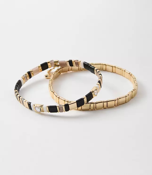 Sparkle Heart Chicklet Bracelet Set | LOFT