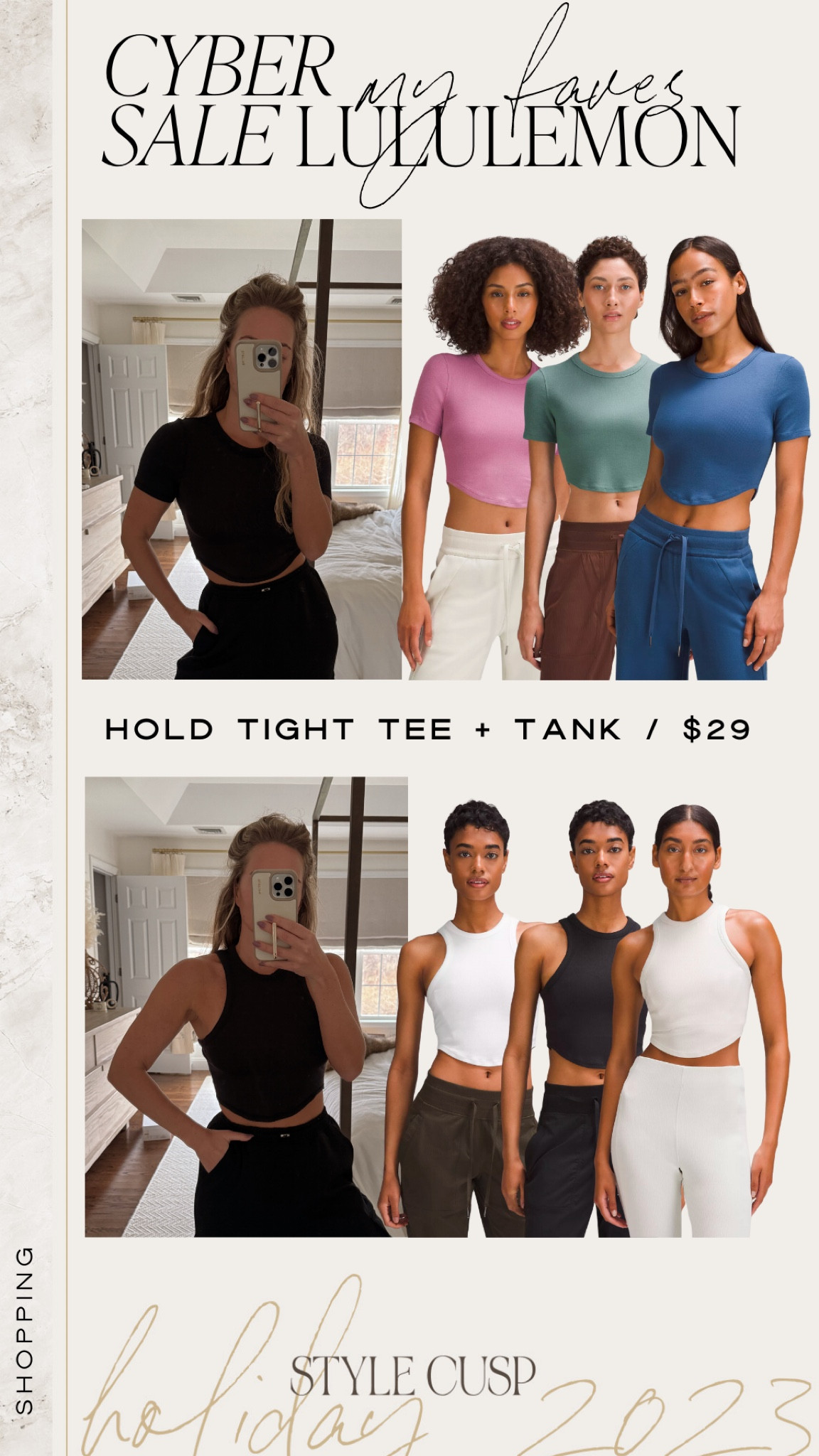 My favorite lululemon hold tight tee and tank are just $29! 

#LTKCyberWeek #LTKsalealert