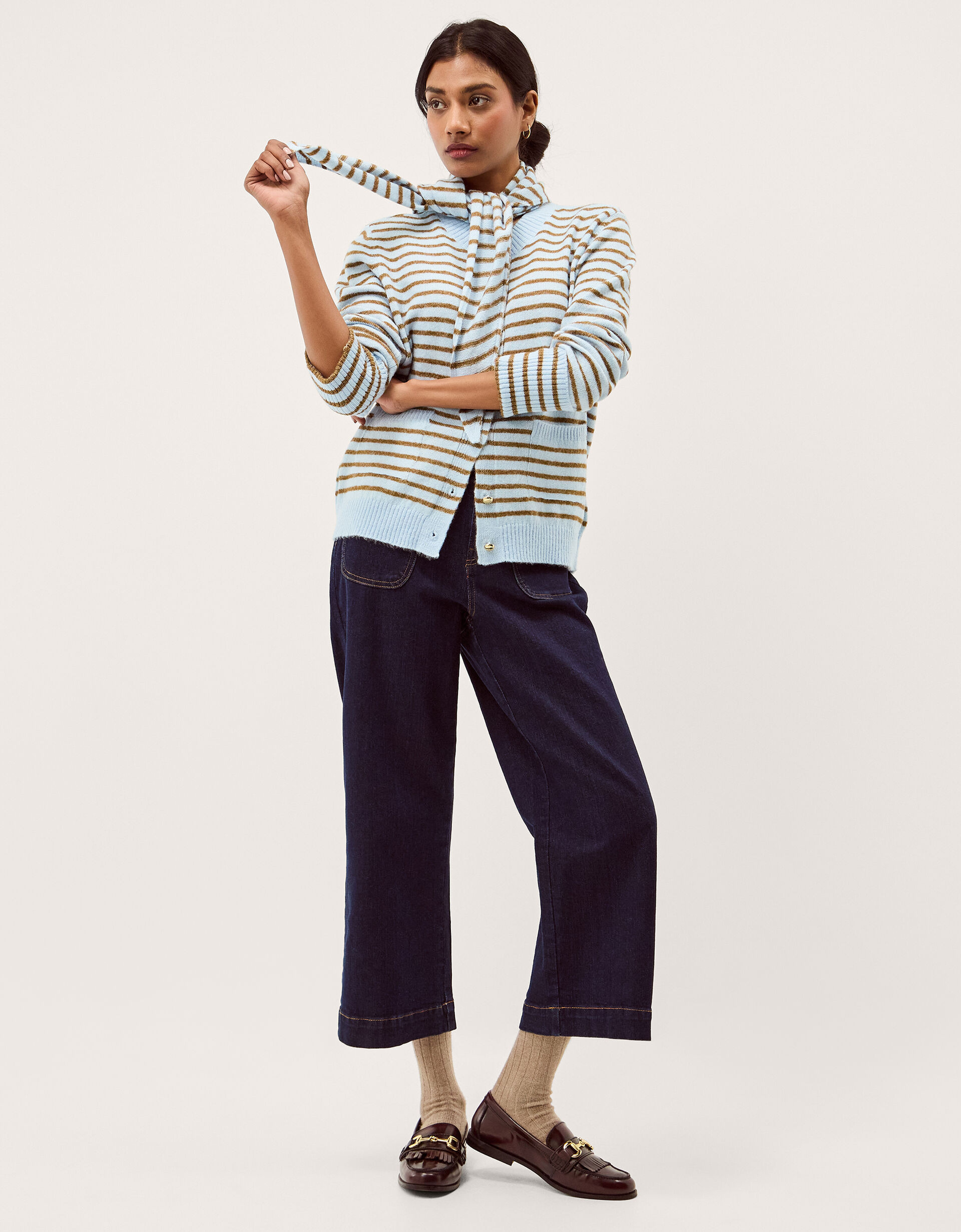 Stripe Cardigan & Triangle Scarf  Blue | Monsoon (UK)