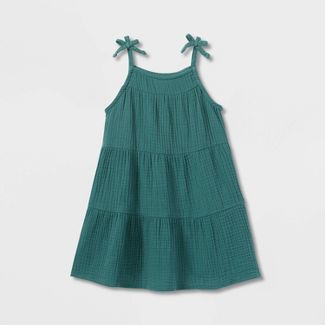 Toddler Girls' Solid Tiered Tank Top Dress - Cat & Jack™ Dusty Green | Target