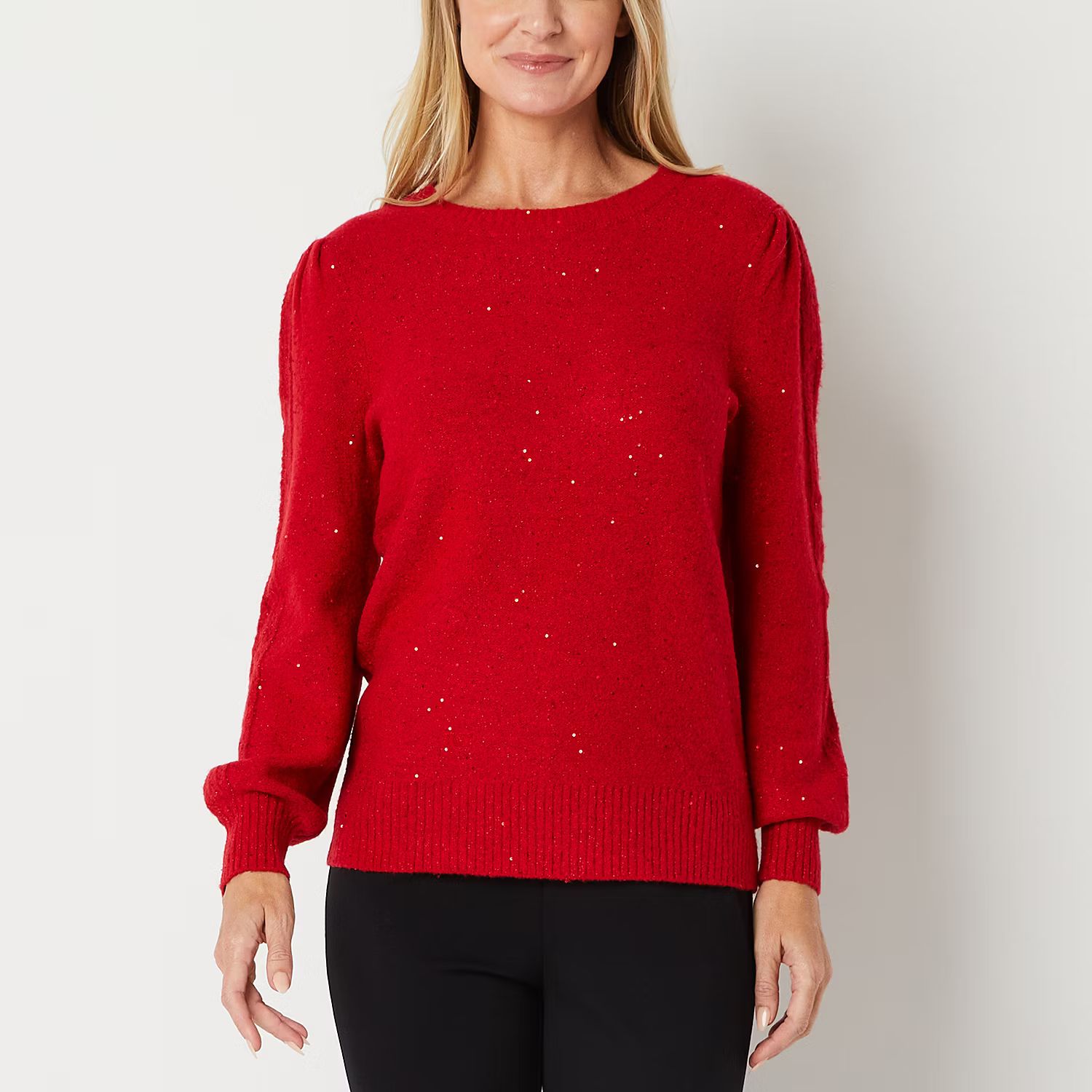 Liz Claiborne Shine Womens Crew Neck Long Sleeve Pullover Sweater | JCPenney