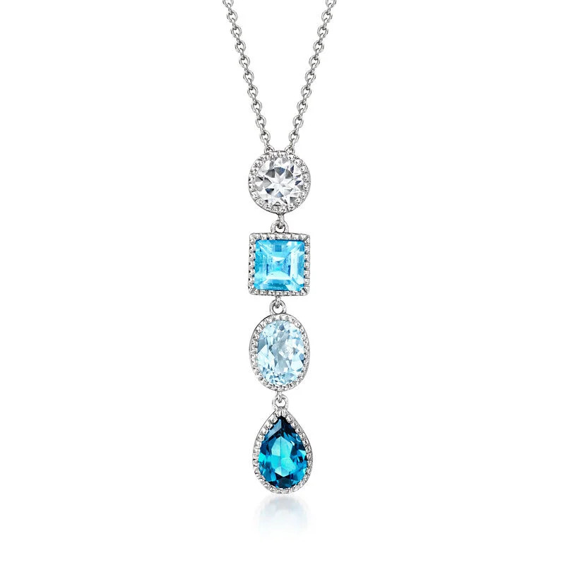 5.10 ct. t.w. Tonal Blue and White Topaz Pendant Necklace in Sterling Silver. 18" | Ross-Simons