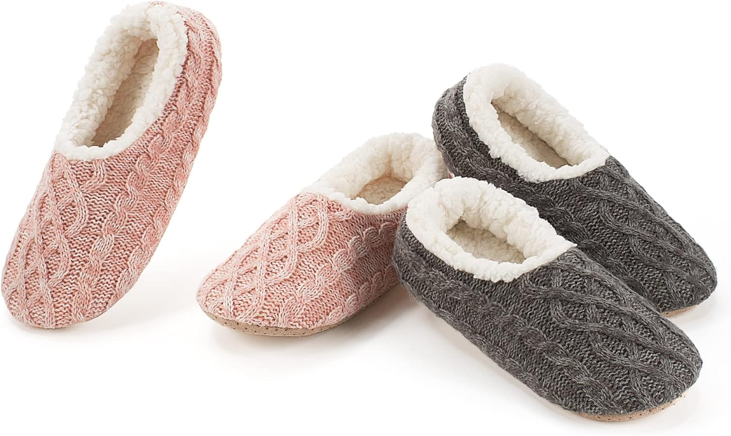 cosyone1997 2-Pair Thick Warm Fuzzy Slippers for Women Indoor Fluffy Sherpa Lined, Winter House S... | Amazon (US)