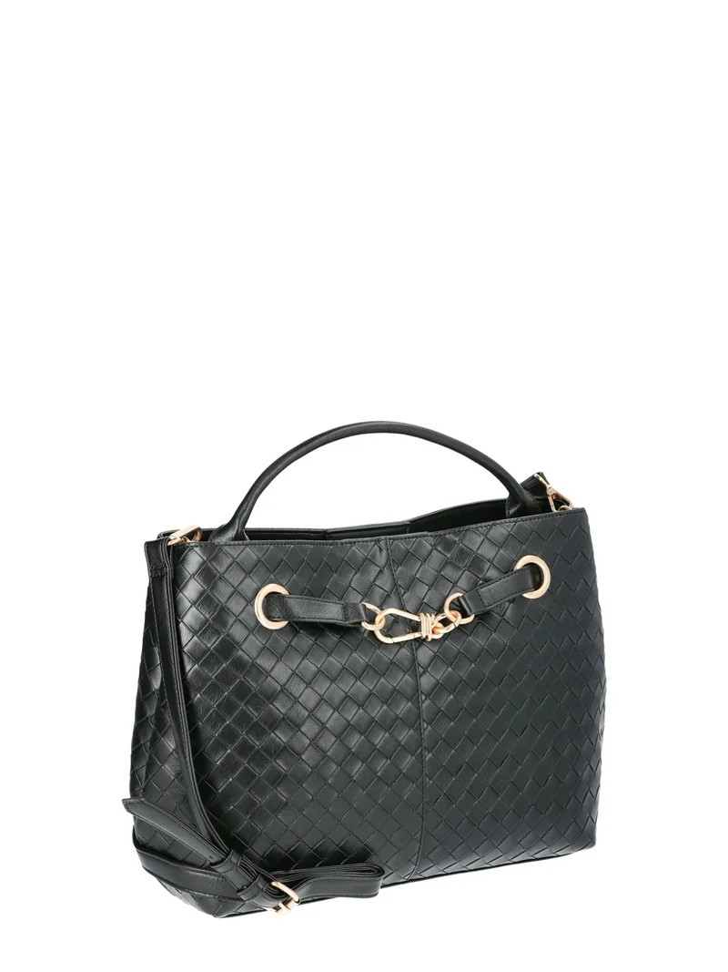 Time and Tru Women's Hazel Satchel Bag Handbag, Black | Walmart (US)